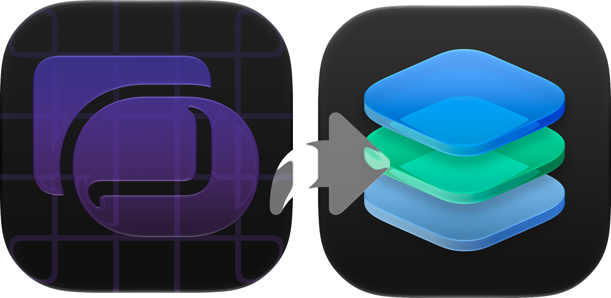 Composer Goodies turning a Mac app icon into an editable Icon Composer project