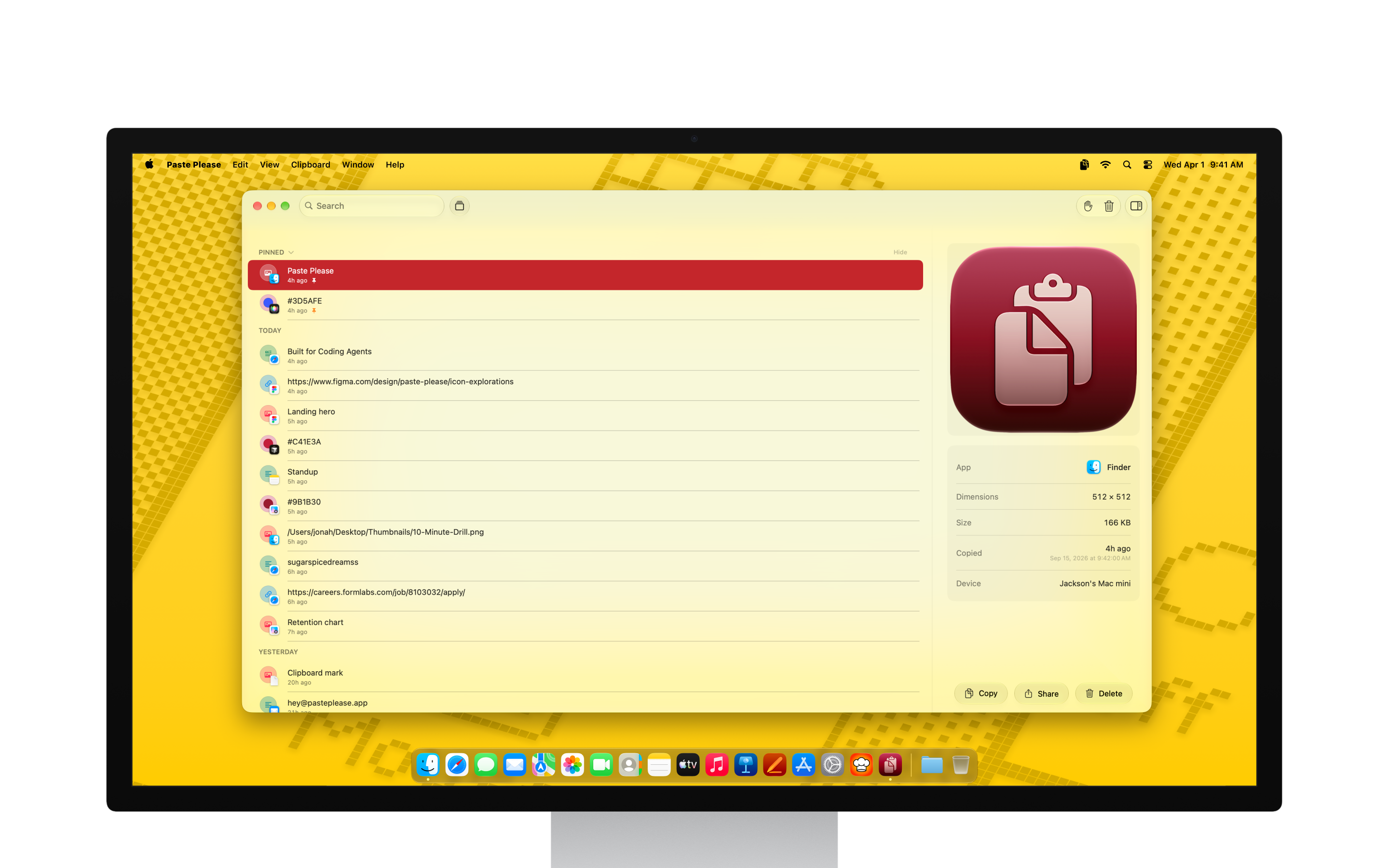Paste Please full window with clipboard preview on Mac
