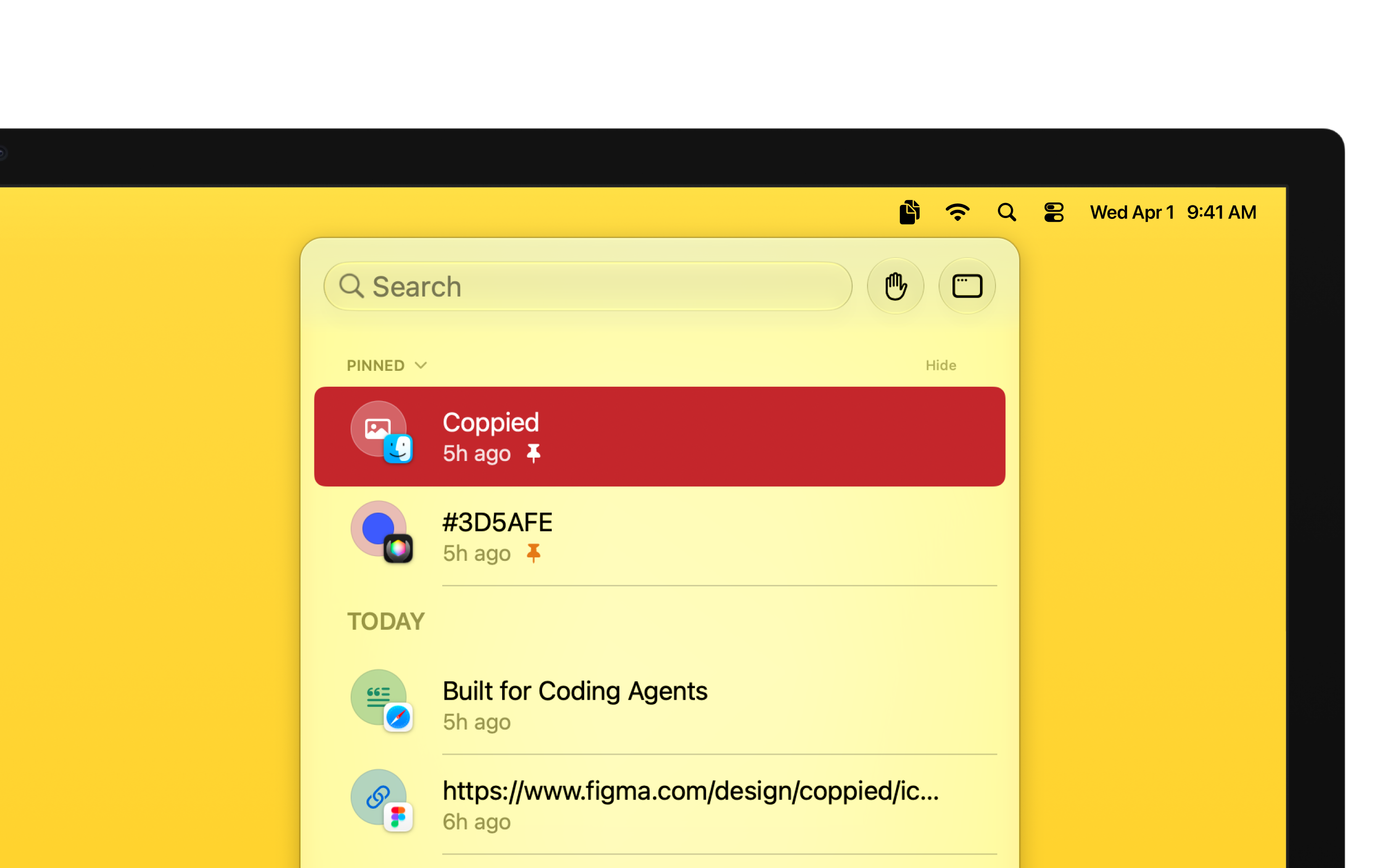 Coppied Menu Bar clipboard history on Mac